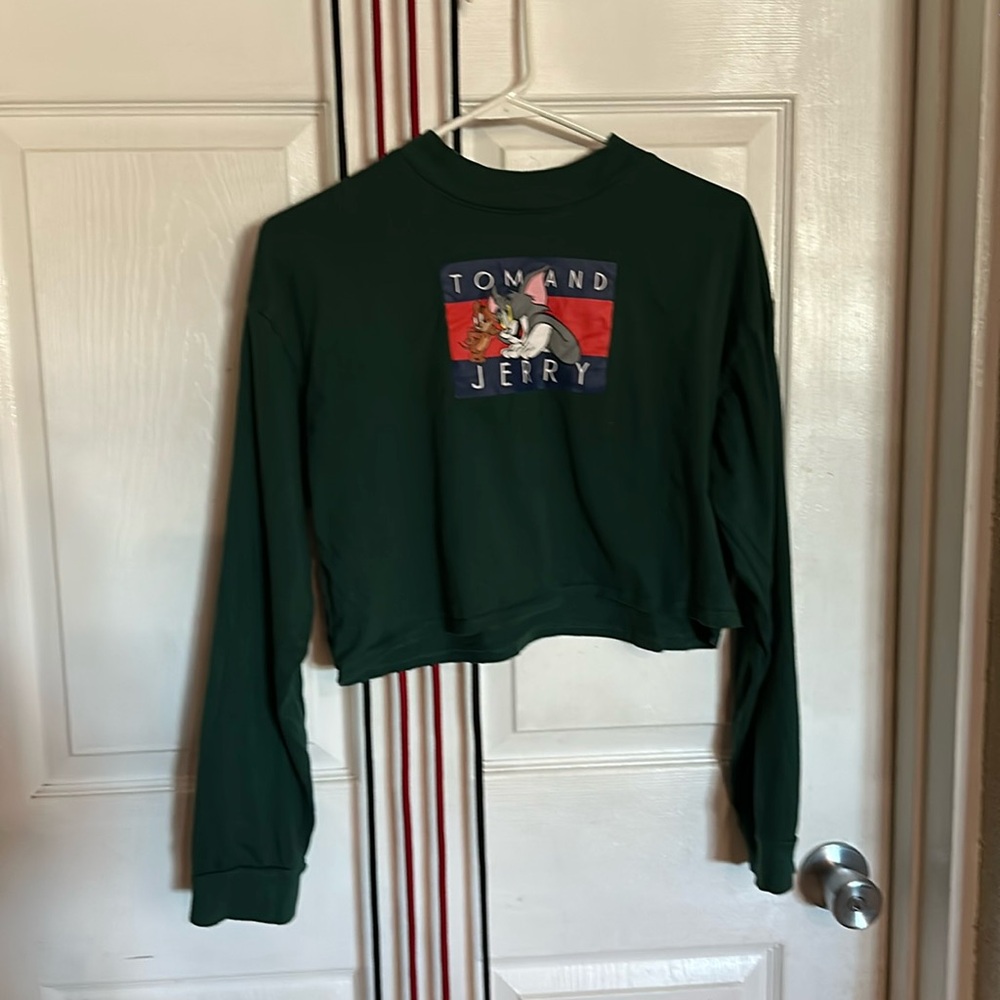 Tom and Jerry crop top in green, size M